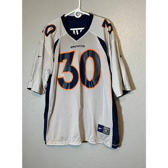 Reebok 30 Reversible Reebok Size 56 White Blue Orange Jersey Terrell Davis 4XL - Picture 2 of 6